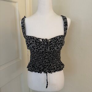 Smocked floral print top